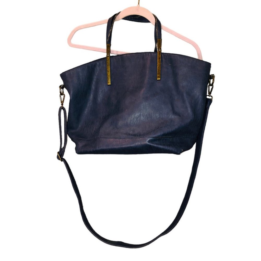 GH Bass Navy blue French Breton striped lining large Weekender Bag